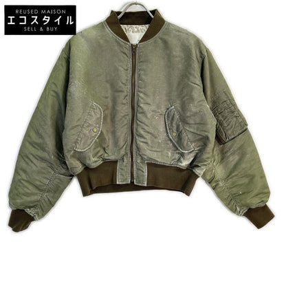 Whim Gazette WGZ1022108A0002 Khaki Nylon Vintage-Processed MA-1 Zip Blouson Jacket F