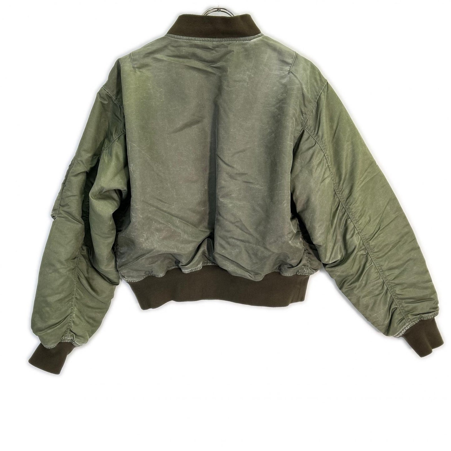 Whim Gazette WGZ1022108A0002 Khaki Nylon Vintage-Processed MA-1 Zip Blouson Jacket F