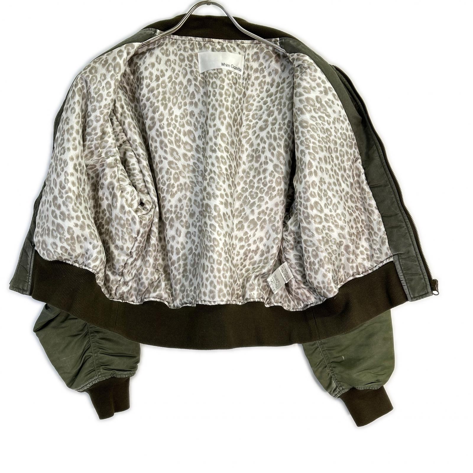Whim Gazette WGZ1022108A0002 Khaki Nylon Vintage-Processed MA-1 Zip Blouson Jacket F