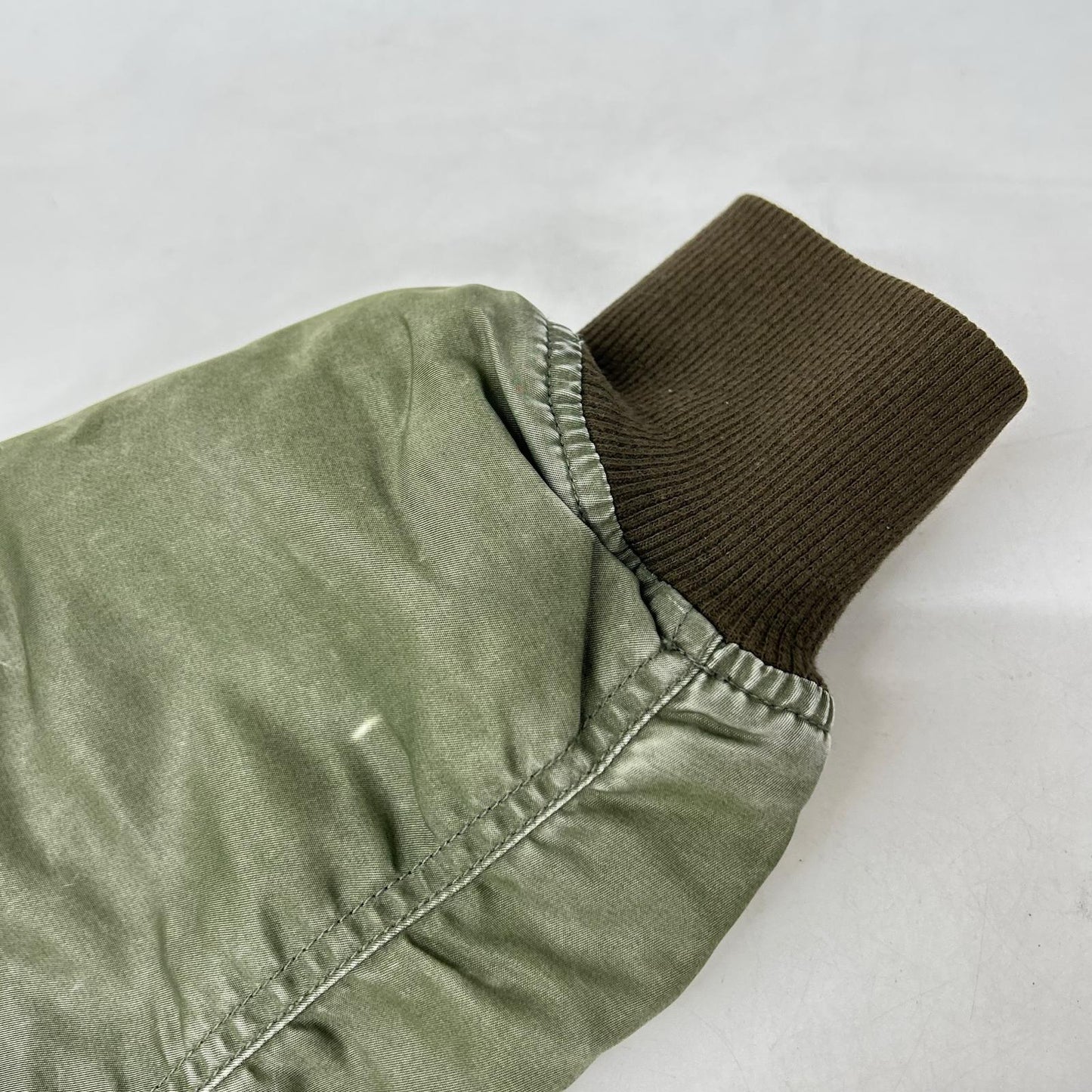 Whim Gazette WGZ1022108A0002 Khaki Nylon Vintage-Processed MA-1 Zip Blouson Jacket F