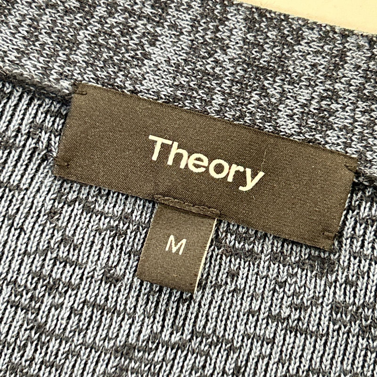 Theory セオリー 02-8203004 ブルー コットン ボーダー切り替え ボタンニットカーディガン トップス