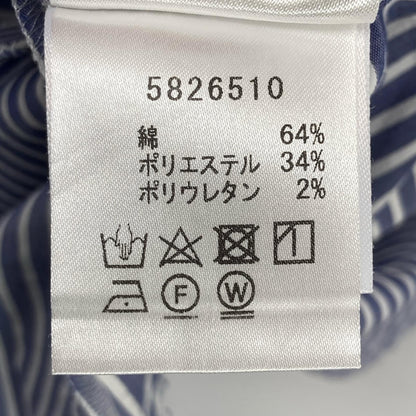 Rene ルネ ﾌﾞﾙｰ×ﾎﾜｲﾄ ｽﾄﾗｲﾌﾟ ﾊﾟｰﾙﾎﾞﾀﾝ ﾉｰｽﾘｰﾌﾞﾜﾝﾋﾟｰｽ ワンピース 36