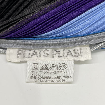 PLEATS PLEASE PP23-JJ681 Dark Brown x Blue x Purple V-Neck Sleeveless Pleated Top