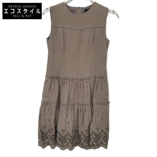 FOXEY Brown 100% Linen Gardenia Dress