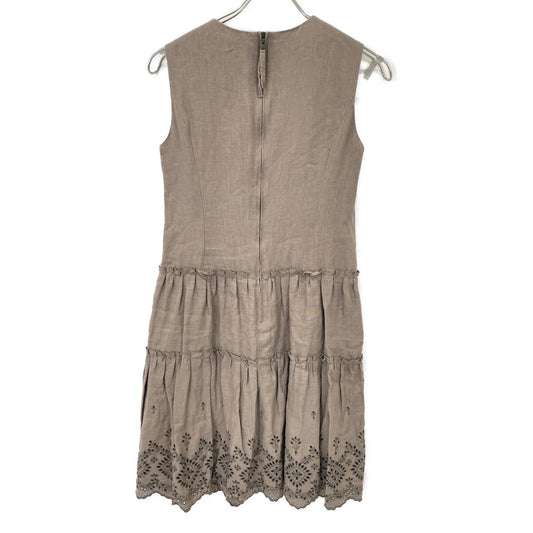 FOXEY Brown 100% Linen Gardenia Dress