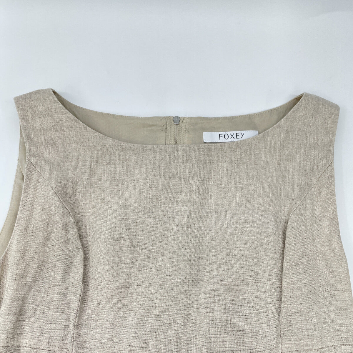 FOXEY Beige Linen Canelé Dress