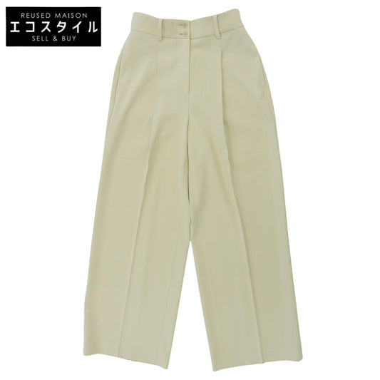 Excellent condition tuck wide-leg pants bottoms women's pistachio cream 38 (made in 2025) Bottoms 38 Women's