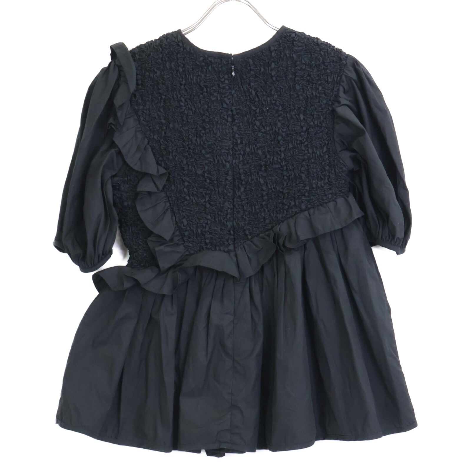 Cecilie Bahnsen Black Carlotta Ruffled Cotton-Blend Poplin Top