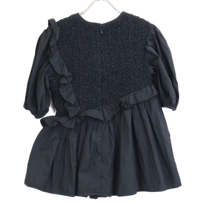 Cecilie Bahnsen Black Carlotta Ruffled Cotton-Blend Poplin Top