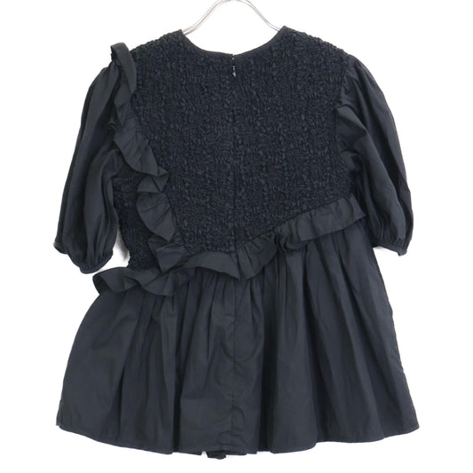 Cecilie Bahnsen セシリー バンセン ブラック Carlotta Ruffled Cotton-Blend Poplin Top フリルブラウス トップス