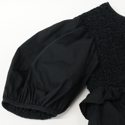 Cecilie Bahnsen Black Carlotta Ruffled Cotton-Blend Poplin Top