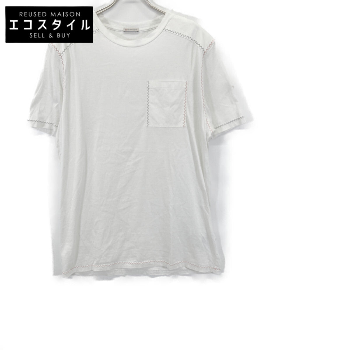 MONCLER 22SS White SS T-shirt Tricolor Stitch Design T-shirt Top