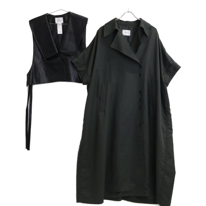 Ameri アメリ 24SS 01410740200 ブラック×グリーン TRENCH MULTI WAY LONG VEST コート