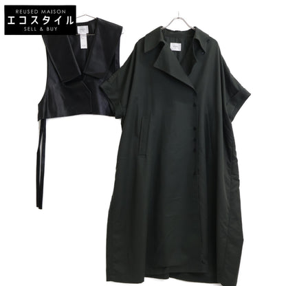 Ameri アメリ 24SS 01410740200 ブラック×グリーン TRENCH MULTI WAY LONG VEST コート
