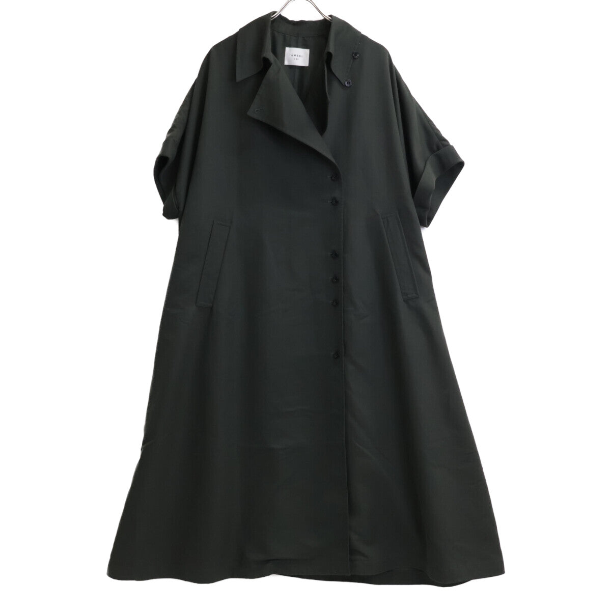 Ameri アメリ 24SS 01410740200 ブラック×グリーン TRENCH MULTI WAY LONG VEST コート