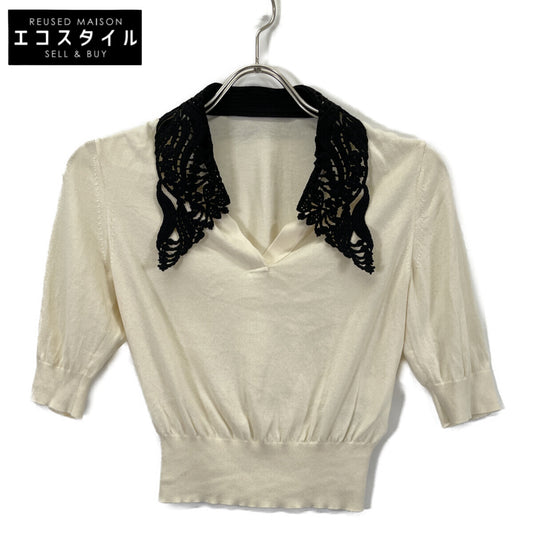 Mame Kurogouchi マメクロゴウチ 25AW アイボリー Embroidery Collar Knitted Top トップス
