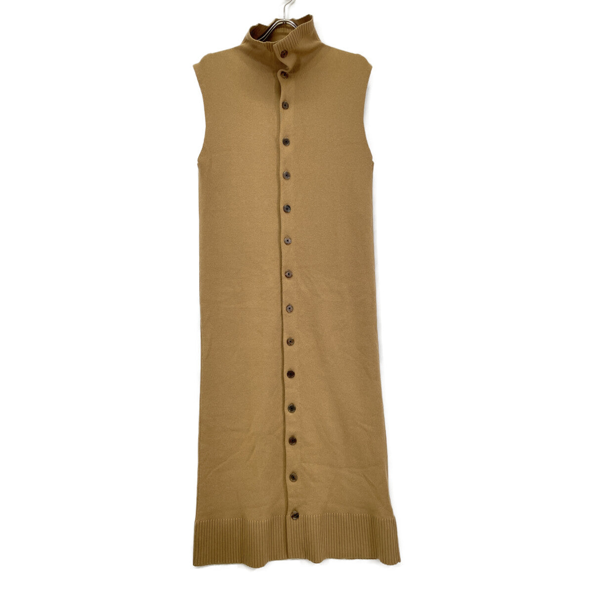 Brown Cashmere Blend High Neck Long Gilet Knit Dress One-piece F Women's