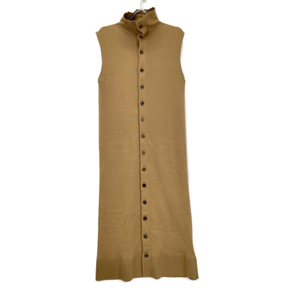 Brown Cashmere Blend High Neck Long Gilet Knit Dress One-piece F Women's