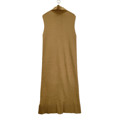 Brown Cashmere Blend High Neck Long Gilet Knit Dress One-piece F Women's