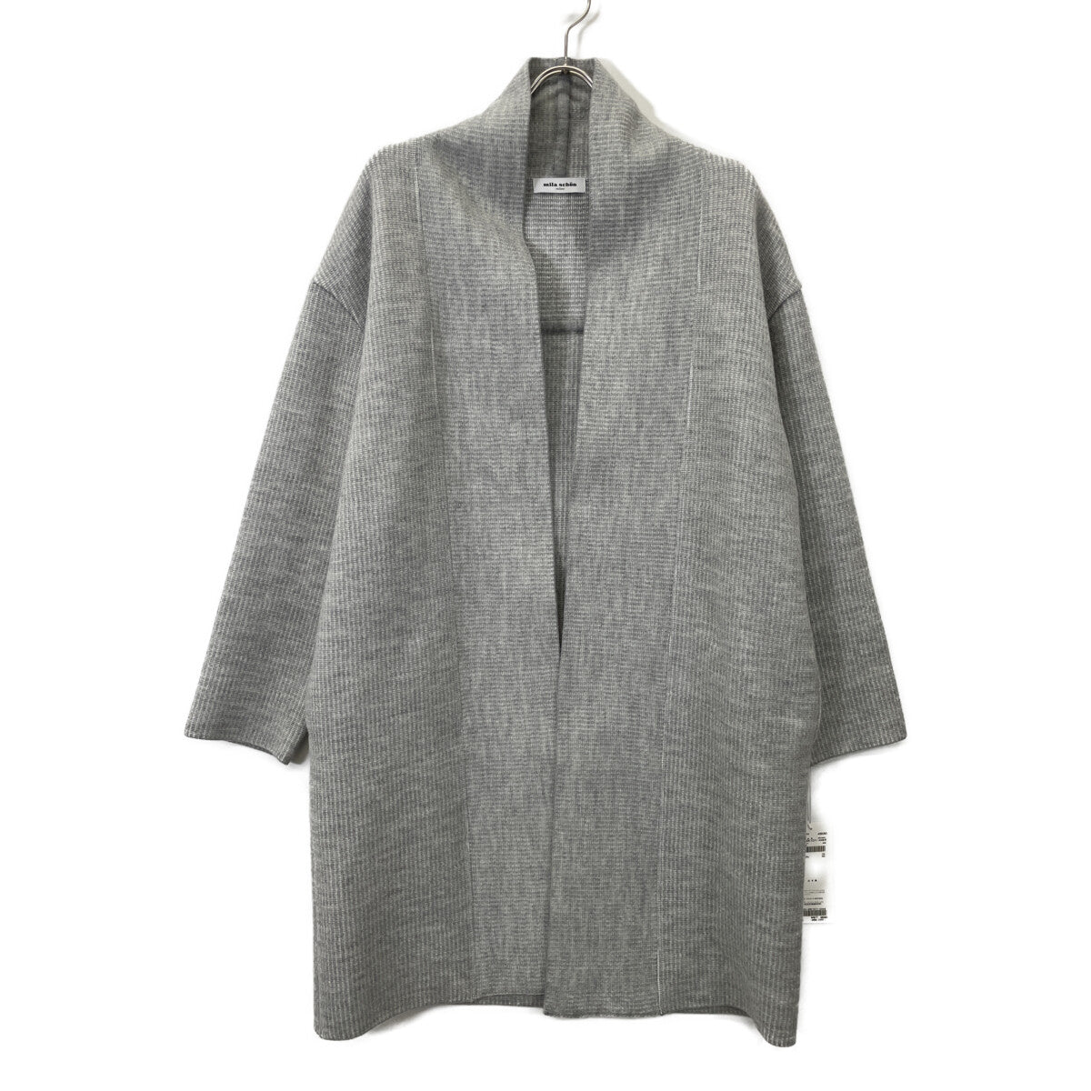 mila schon ミラショーン 500-25101 Gray Wool Shawl-Collar Buttonless Coat Coat
