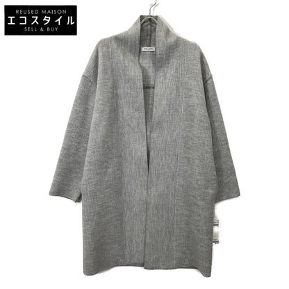 mila schon ミラショーン 500-25101 Gray Wool Shawl-Collar Buttonless Coat Coat