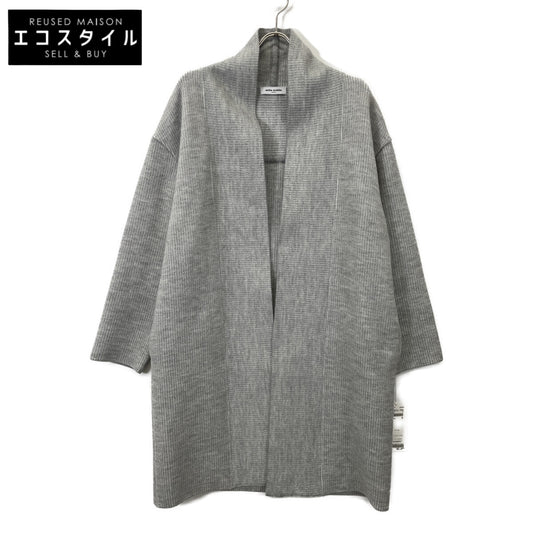 mila schon ミラショーン 500-25101 Gray Wool Shawl-Collar Buttonless Coat Coat