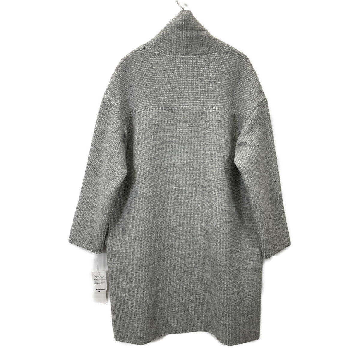 500-25101 Grey Wool Shawl Collar Buttonless Coat Coat 44 Women's