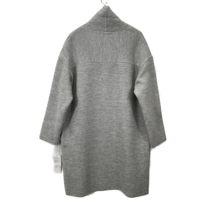500-25101 Grey Wool Shawl Collar Buttonless Coat Coat 44 Women's