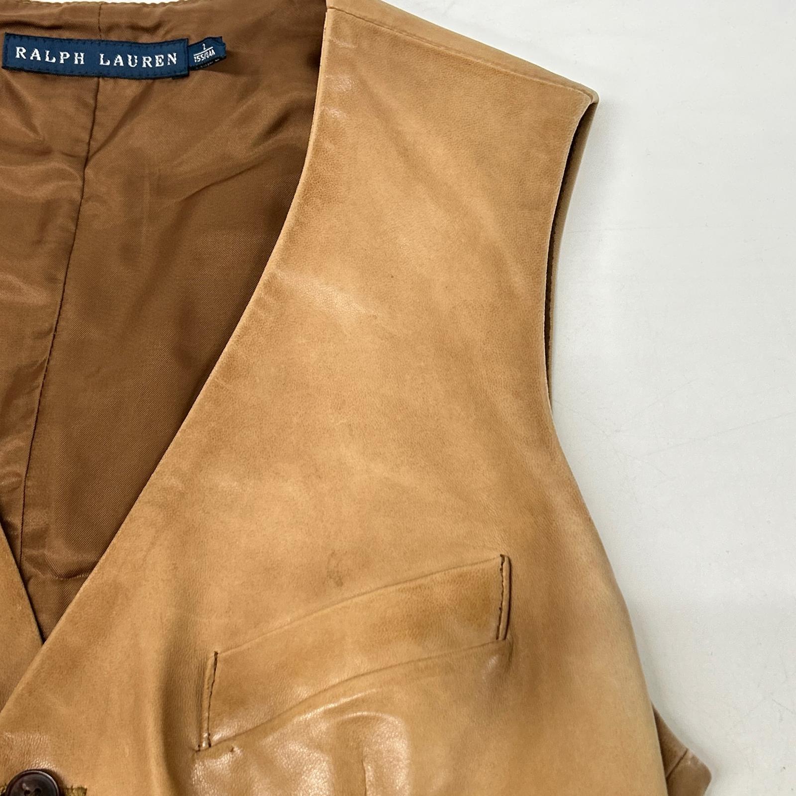 Ralph Lauren 0763909ZVB Brown Lamb Leather Gilet/Vest Vest