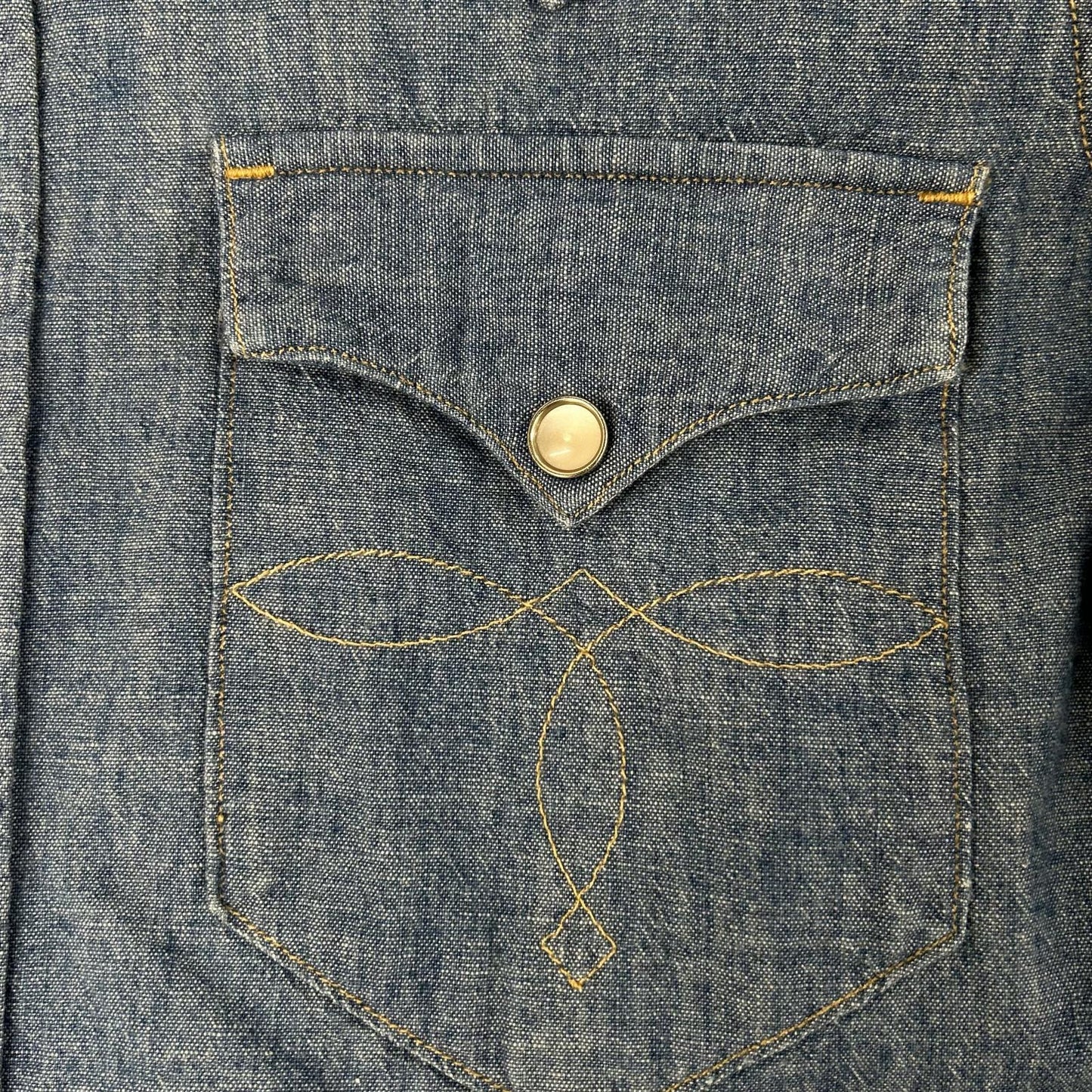RRL ダブルアールエル ブルー コットン 刺繍デザイン ロングスリーブスナップボタンシャツ トップス