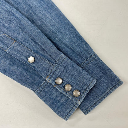 RRL ダブルアールエル ブルー コットン 刺繍デザイン ロングスリーブスナップボタンシャツ トップス