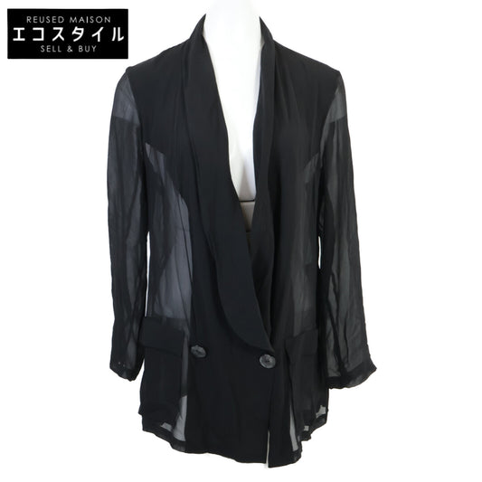 LORETTA CAPONI 洛蕾塔·卡波尼 【美品/25年款】25-010-510-0008 100%桑蚕丝 贝壳纽扣 双排扣 透视夹克