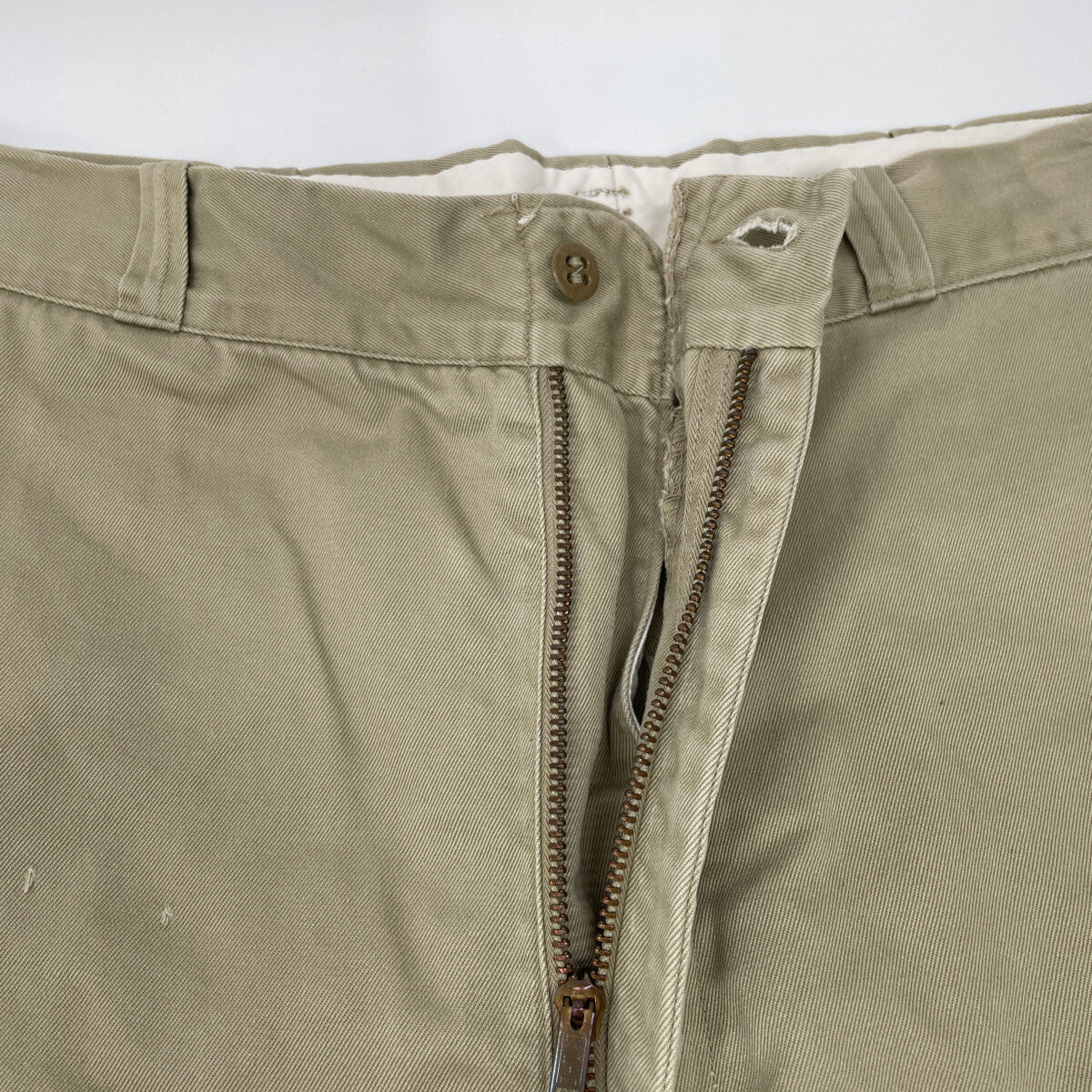 60s Beige M-45 Chino Pants RAPID Double-sided Zipper 4-Pocket Bottoms No Tag Men's
