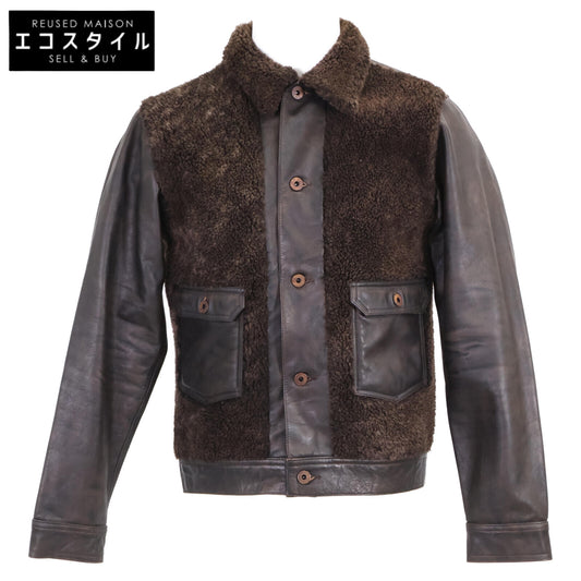 【美品/国内正品/24AW】MNRROTW16020148 GRIZZLY JACKET 剪羊毛拼接绵羊皮夹克 XS 男士