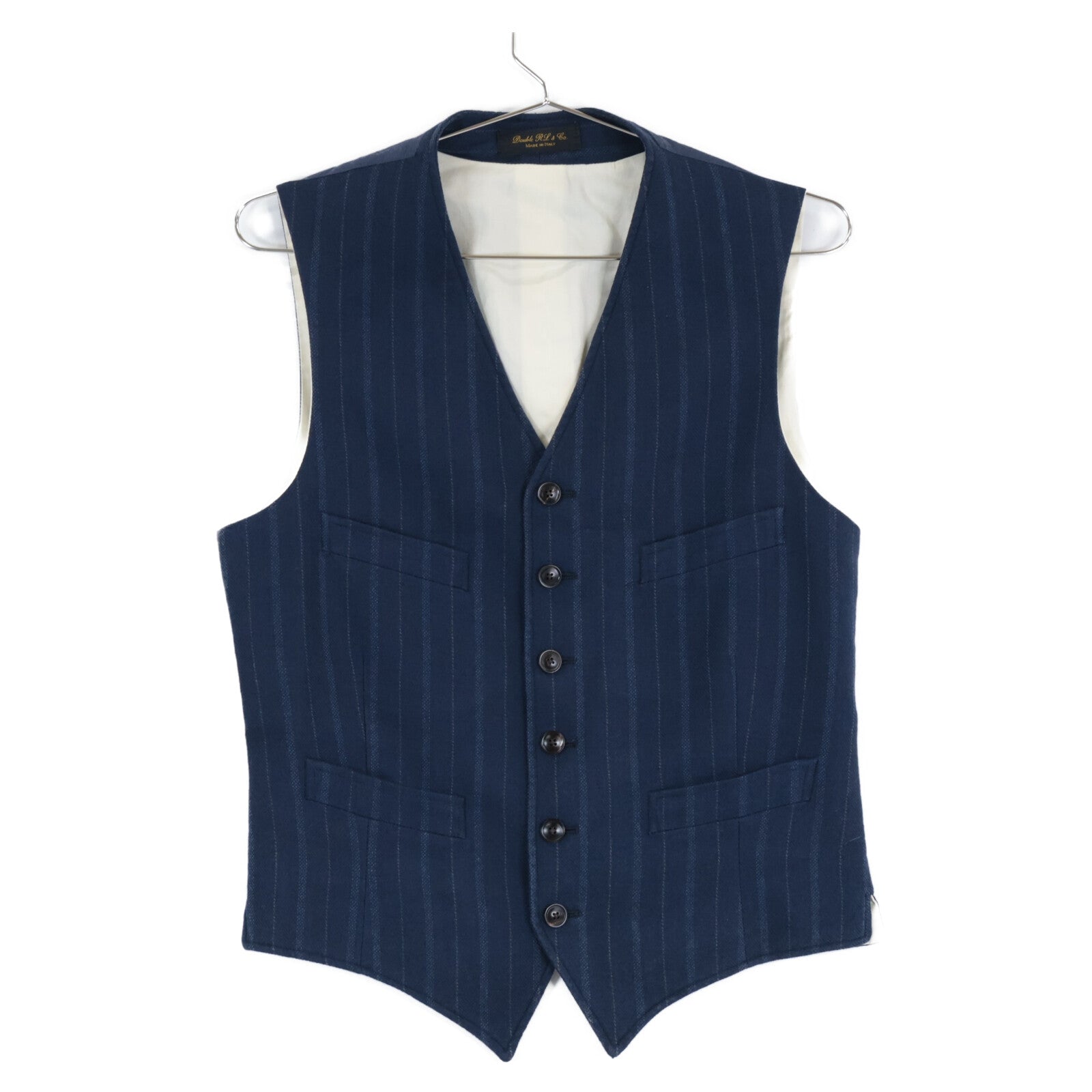 RRL Ralph Lauren [Excellent Condition/Domestic Authentic] 78289272100 Striped Wool x Cotton x Linen 4-Pocket Vest