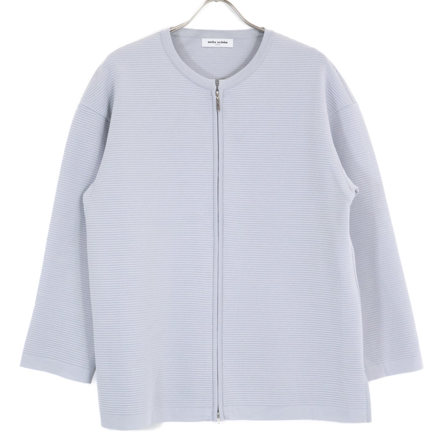 500-45701 Ange Zip-Up Collarless Knit Jacket 44 Women's