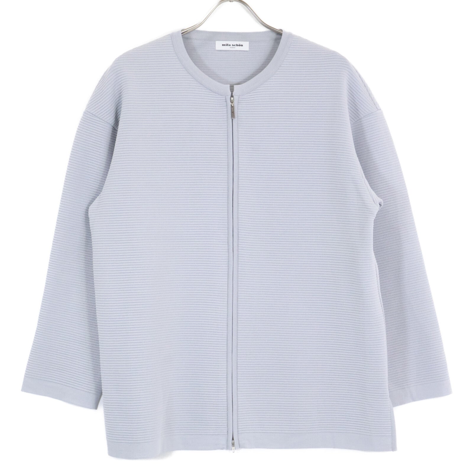 500-45701 Ange Zip-Up Collarless Knit Jacket 44 Women's