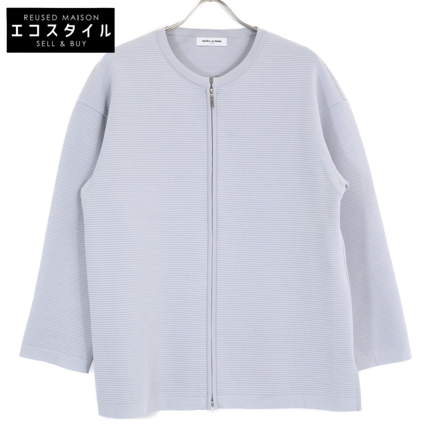 mila schon ミラショーン 500-45701 アンジュ ジップアップ ノーカラー ニット ジャケット