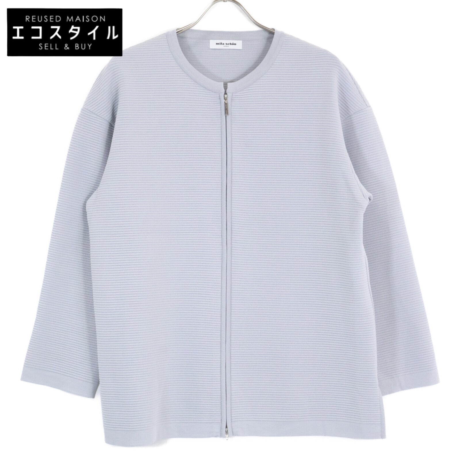 mila schon ミラショーン 500-45701 アンジュ ジップアップ ノーカラー ニット ジャケット