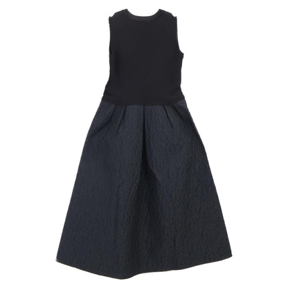 near.nippon 524-2425 Black Cotton x Nylon Jacquard Combo Sleeveless Knit Dress