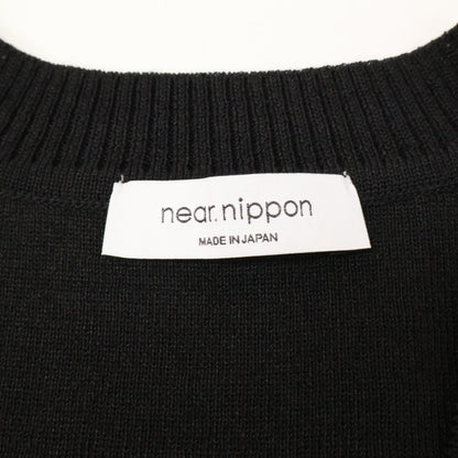 near.nippon 524-2425 Black Cotton x Nylon Jacquard Combo Sleeveless Knit Dress