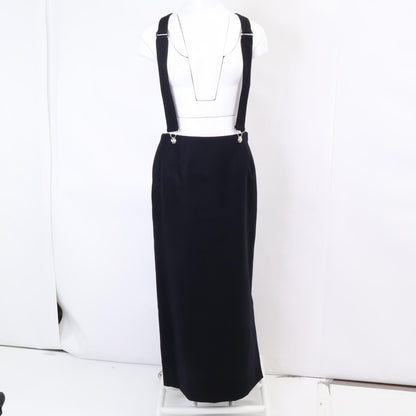23FW-RESK-150L Black Wool Suspender Jumper Skirt, Skirt, 38, Women's