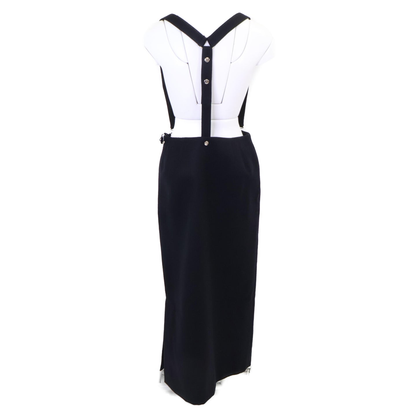 23FW-RESK-150L Black Wool Suspender Jumper Skirt, Skirt, 38, Women's