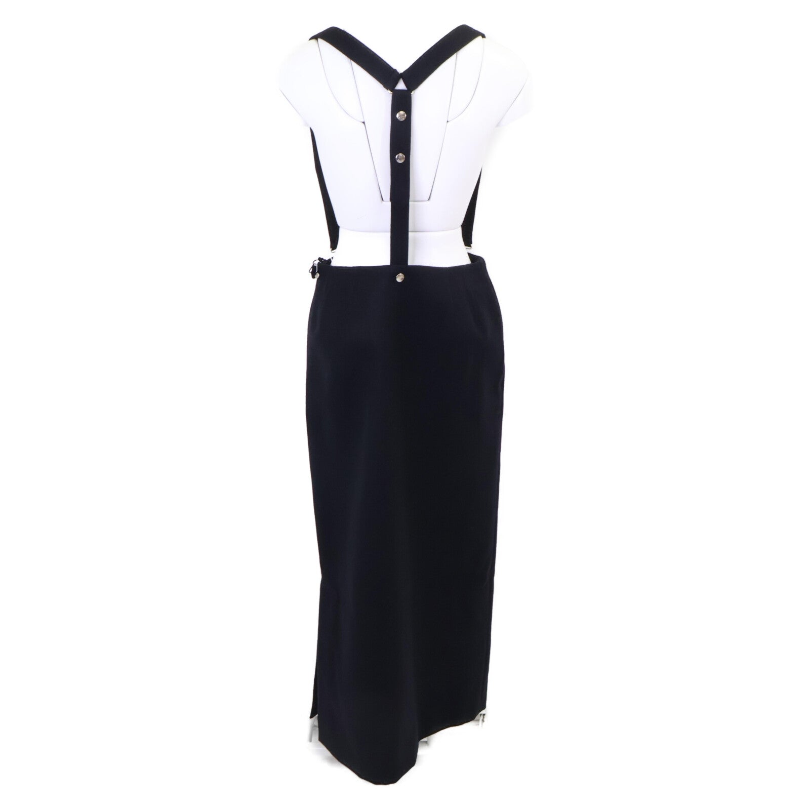 23FW-RESK-150L Black Wool Suspender Jumper Skirt, Skirt, 38, Women's
