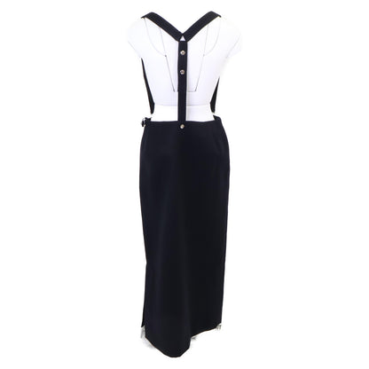 23FW-RESK-150L Black Wool Suspender Jumper Skirt, Skirt, 38, Women's