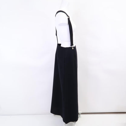 23FW-RESK-150L Black Wool Suspender Jumper Skirt, Skirt, 38, Women's