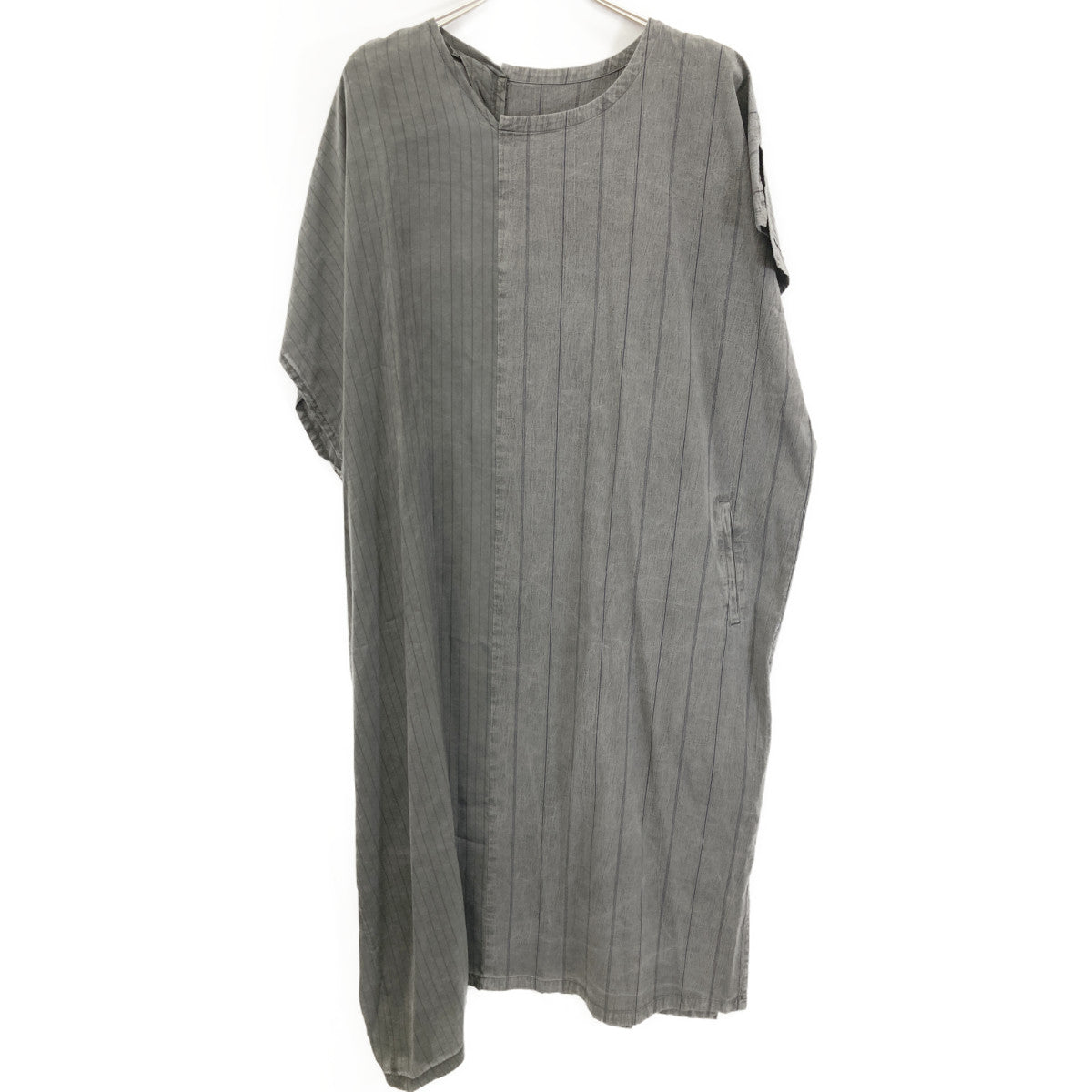 Y's Y's YT-D04-027 灰色 WASHER STRIPE ASYMMETRIC FRENCH DRESS 拼接条纹连衣裙 连衣裙