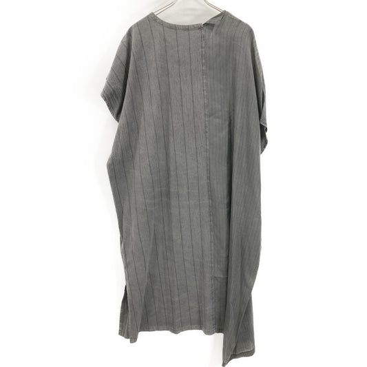 Y's ワイズ YT-D04-027 グレー WASHER STRIPE ASYMMETRIC FRENCH DRESS ドッキングストライプワンピース ワンピース