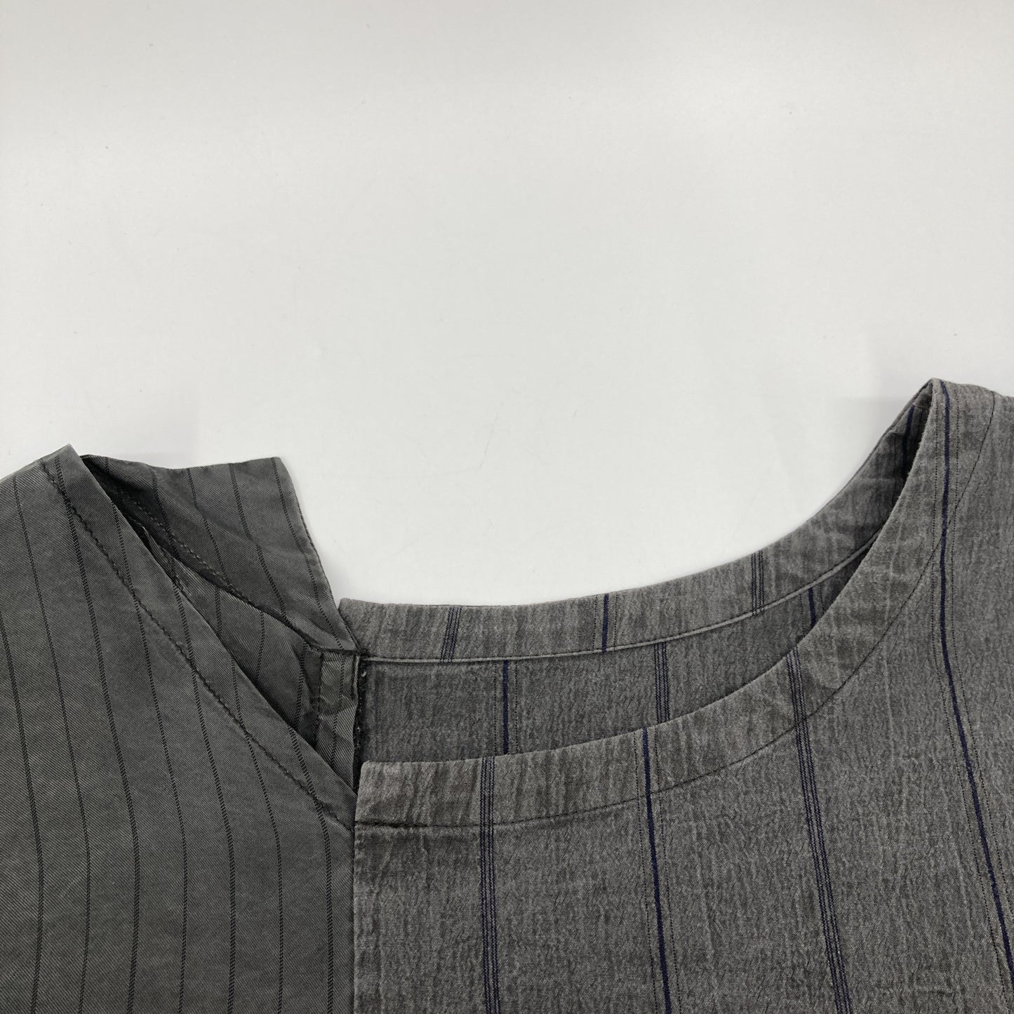 Y's Y's YT-D04-027 灰色 WASHER STRIPE ASYMMETRIC FRENCH DRESS 拼接条纹连衣裙 连衣裙