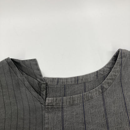 Y's Y's YT-D04-027 灰色 WASHER STRIPE ASYMMETRIC FRENCH DRESS 拼接条纹连衣裙 连衣裙